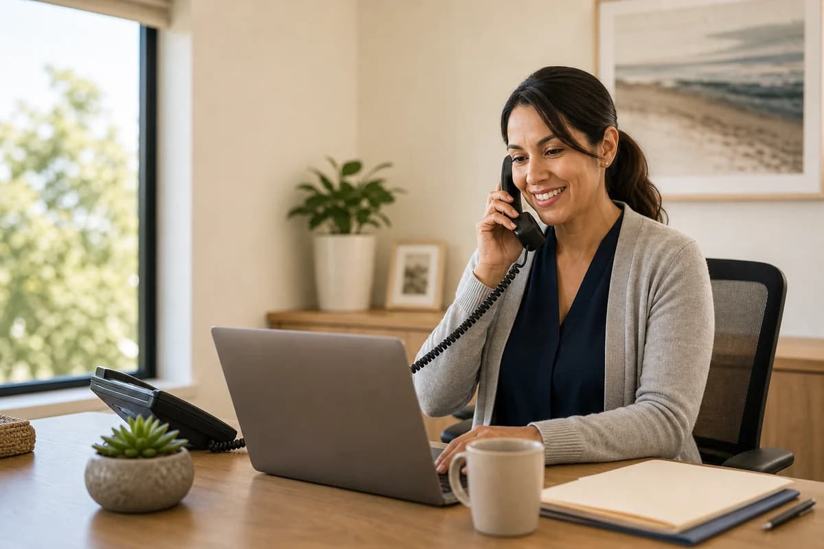 ALMA office support team member on the phone